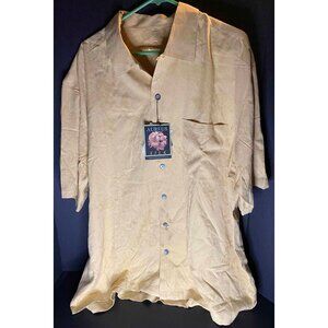 Vtg Aureus Mens XL Hawaiian Floral Button Front Shirt Silk Blend NWT